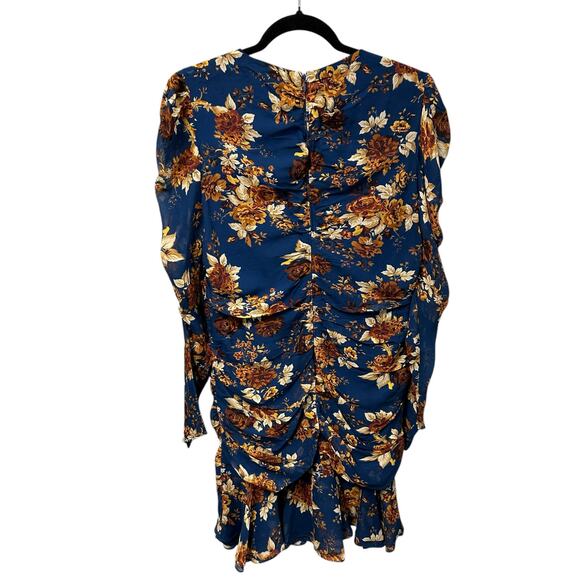 Veronica Beard Hedera Orange Blue Floral Print Silk Crêpe Mini Dress Womens 12 - Picture 6 of 6